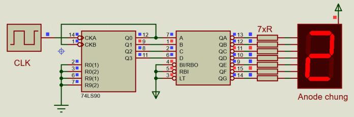 mạch đếm thập phân 4 bit dùng ic 74ls90